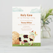Genderneutraal Heilig Koe Boerderij Dier Baby show Kaart (Staand voorkant)