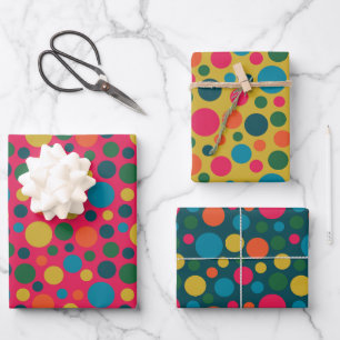 Genderneutraal helder polka dot assortiment inpakpapier vel