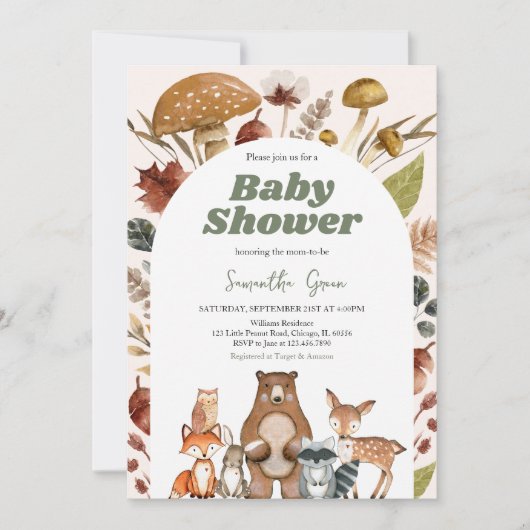 Genderneutraal Herfst Woodland Baby shower Kaart (Voorkant)