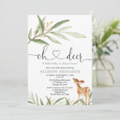 Genderneutraal hertenbos groen baby shower kaart (Staand voorkant)