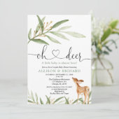 Genderneutraal hertenbos koppels baby shower kaart (Staand voorkant)