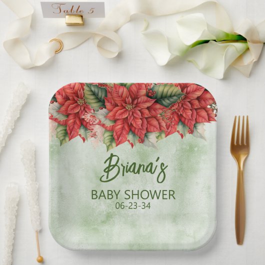 Genderneutraal Kerst Baby shower Papieren Bordje (Huwelijk)