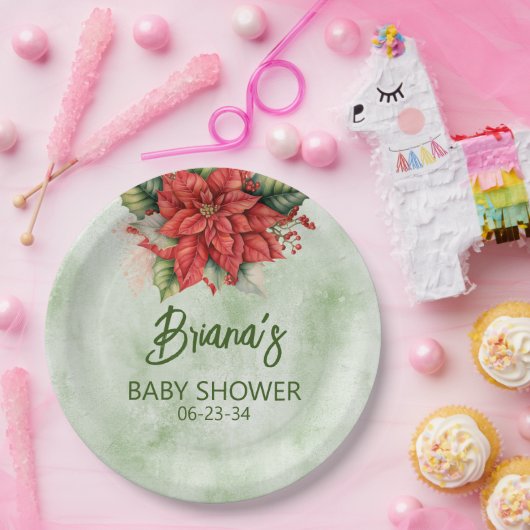 Genderneutraal Kerst Baby shower Papieren Bordje (Feest)