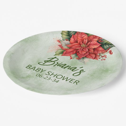 Genderneutraal Kerst Baby shower Papieren Bordje (Gekanteld)