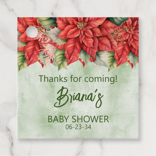 Genderneutraal kerstpuntsetië Baby shower Bedankjes Labels (Voorkant)