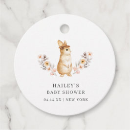 Genderneutraal konijntje Wildflower Baby shower Bedankjes Labels