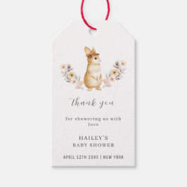 Genderneutraal konijntje Wildflower Baby shower Cadeaulabel