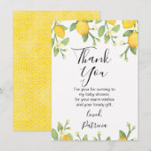 Genderneutraal Lemon Baby shower Dank je wel Kaart (Voorkant / Achterkant)