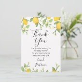Genderneutraal Lemon Baby shower Dank je wel Kaart (Staand voorkant)