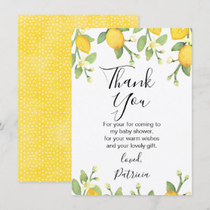 Genderneutraal Lemon Baby shower Dank je wel Kaart