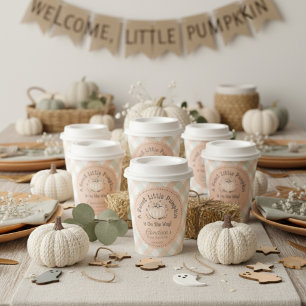 Genderneutraal lief klein pompoen Baby shower Papieren Bekers