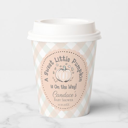 Genderneutraal lief klein pompoen Baby shower Papieren Bekers (Achterkant)
