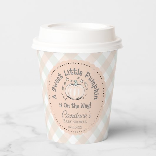 Genderneutraal lief klein pompoen Baby shower Papieren Bekers (Voorkant)