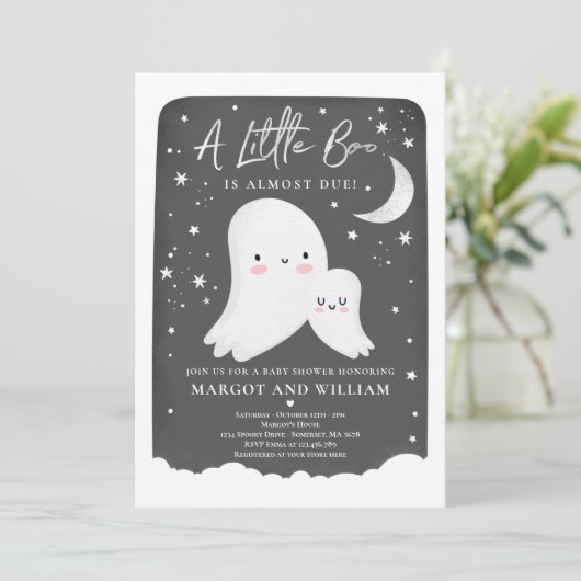 Genderneutraal Little Boo Ghost-Baby shower Kaart (Staand voorkant)