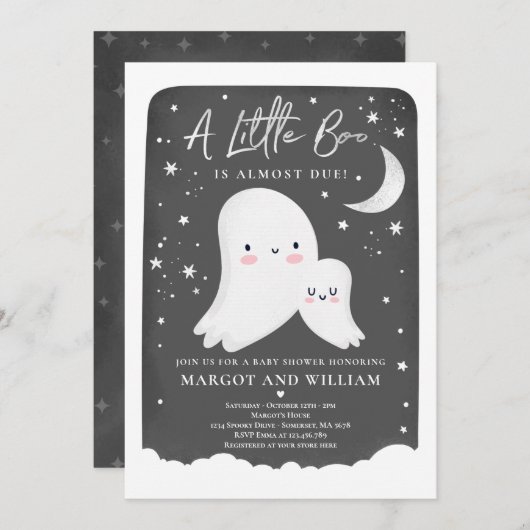 Genderneutraal Little Boo Ghost-Baby shower Kaart (Voorkant / Achterkant)