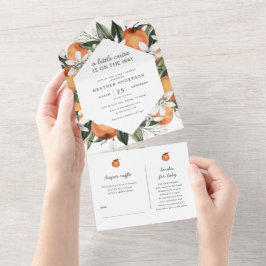 Genderneutraal Little Cutie Baby shower All In One Uitnodiging