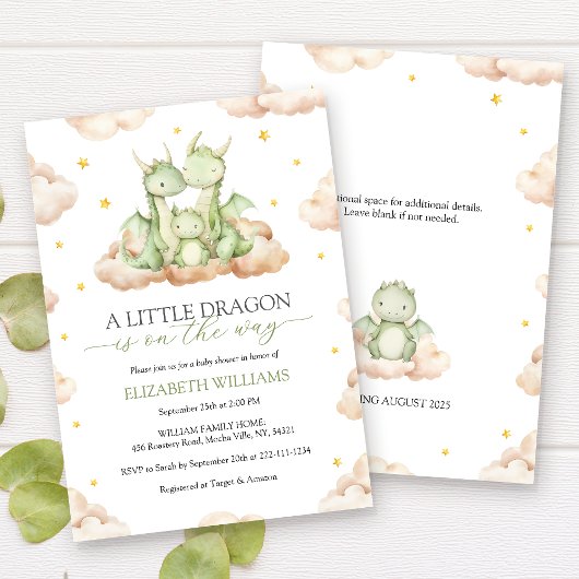 Genderneutraal Little Dragon-Baby shower Kaart