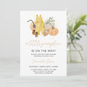 Genderneutraal Little Pumpkin-Baby shower Kaart (Staand voorkant)