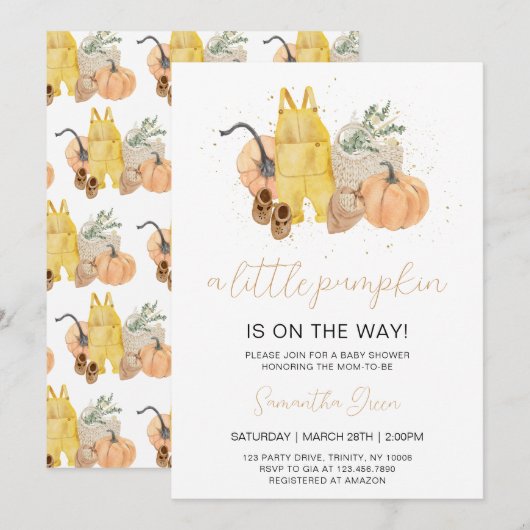 Genderneutraal Little Pumpkin-Baby shower Kaart (Voorkant / Achterkant)