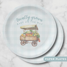 Genderneutraal lokaal gegroeid Baby shower Papieren Bordje