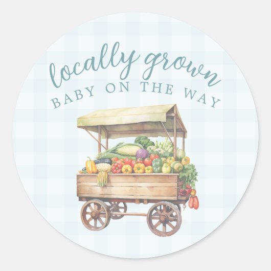 Genderneutraal lokaal gegroeid Baby shower Ronde Sticker (Voorkant)