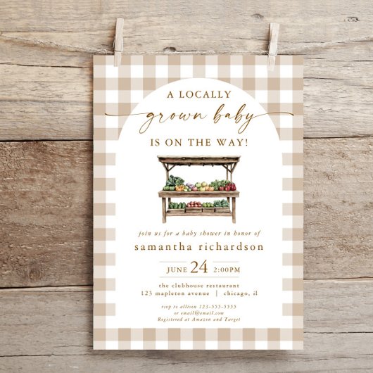 Genderneutraal lokaal geteeld boeren baby shower kaart