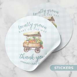 Genderneutraal Lokaal Groen Baby shower Dank u wel Ronde Sticker