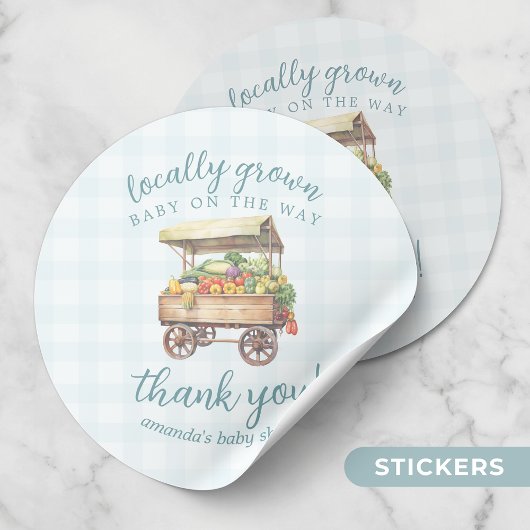 Genderneutraal Lokaal Groen Baby shower Dank u wel Ronde Sticker