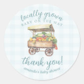 Genderneutraal Lokaal Groen Baby shower Dank u wel Ronde Sticker (Voorkant)