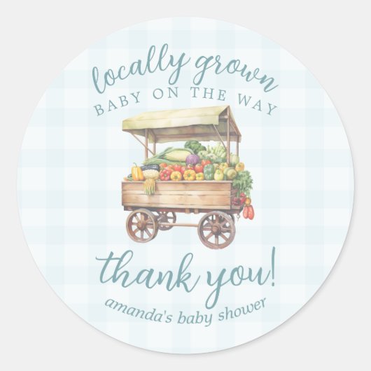 Genderneutraal Lokaal Groen Baby shower Dank u wel Ronde Sticker (Voorkant)