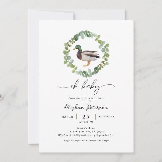 Genderneutraal Mallard Duck Baby shower Kaart (Voorkant)