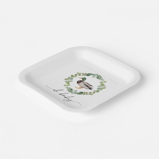 Genderneutraal Mallard Duck Baby shower Papieren Bordje (Gebogen)