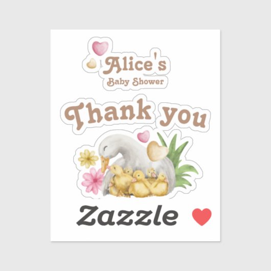 Genderneutraal mammie Baby Duck Baby shower Sticker (Vel)