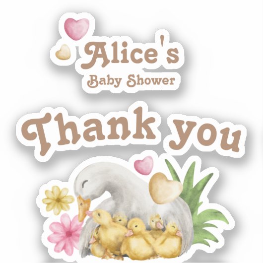 Genderneutraal mammie Baby Duck Baby shower Sticker (Voorkant)