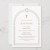 Genderneutraal minimalistisch boho boog kruis doop kaart (Voorkant)