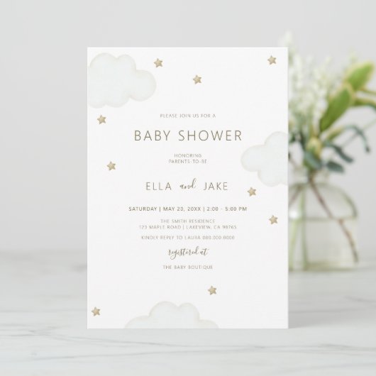 Genderneutraal minimalistisch wolkenkrabber Baby s Kaart (Staand voorkant)