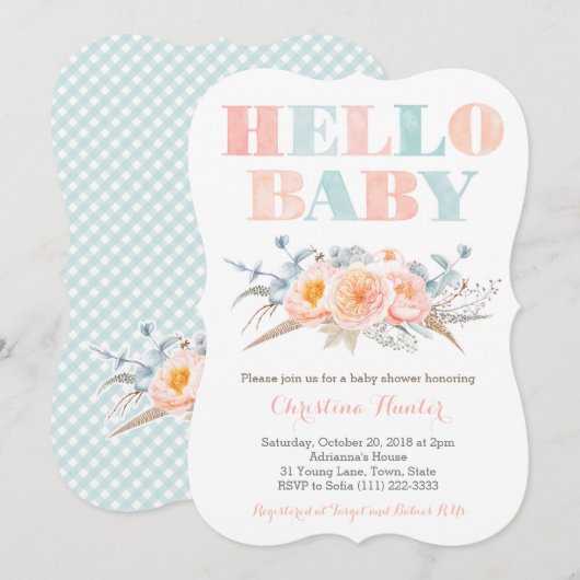 Genderneutraal Mint Baby shower Kaart (Voorkant / Achterkant)