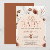 Genderneutraal modern Arch Boho Floral Baby shower Kaart (Voorkant / Achterkant)