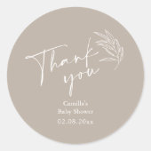 Genderneutraal Modern Baby shower Bedankt Ronde Sticker (Voorkant)