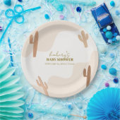 Genderneutraal Modern Boho Cactus Baby shower Papieren Bordje (Feest)