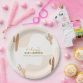 Genderneutraal Modern Boho Cactus Baby shower Papieren Bordje (Feest)