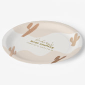 Genderneutraal Modern Boho Cactus Baby shower Papieren Bordje (Gekanteld)