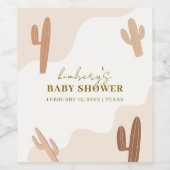 Genderneutraal Modern Boho Cactus Baby shower Wijn Etiket (Enkel label)