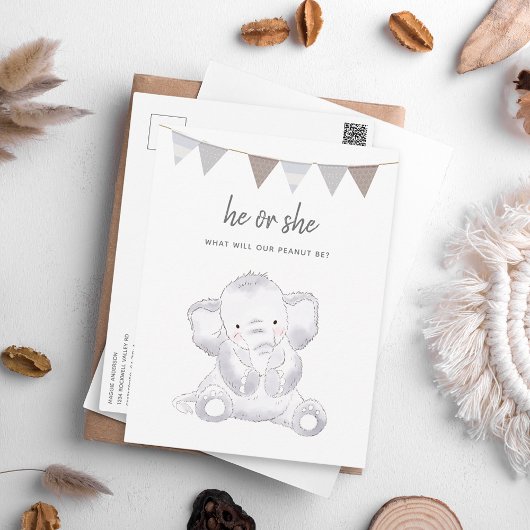 Genderneutraal Modern Elephant Party Briefkaart