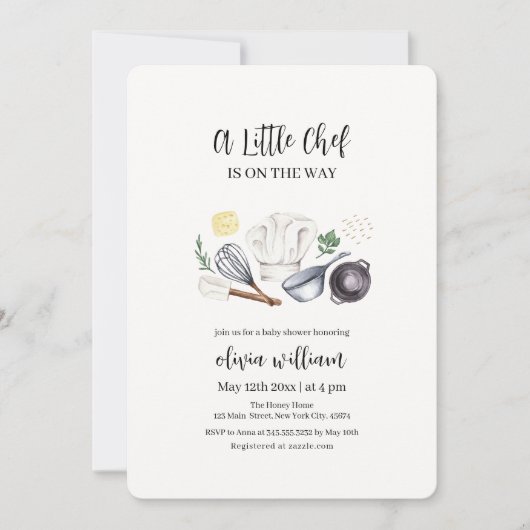 Genderneutraal Modern Little Chef Baby shower Kaart (Voorkant)
