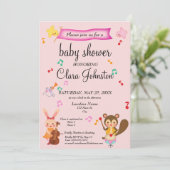 Genderneutraal muzikaal Baby shower Roze Kaart (Staand voorkant)