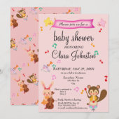 Genderneutraal muzikaal Baby shower Roze Kaart (Voorkant / Achterkant)