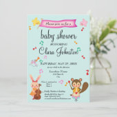 Genderneutraal muzikaal Blauwgroen Baby shower Kaart (Staand voorkant)