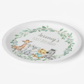 Genderneutraal Oerwoud Safari Baby eerste verjaard Papieren Bordje (Gekanteld)