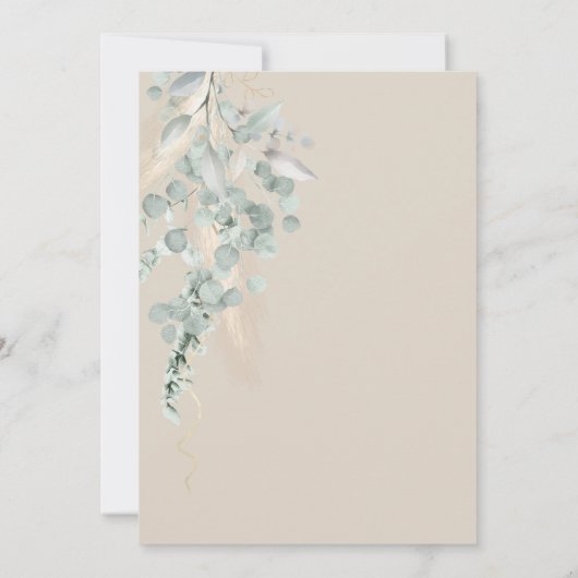 Genderneutraal Oh Baby ballon Pampas Baby shower Kaart (Achterkant)